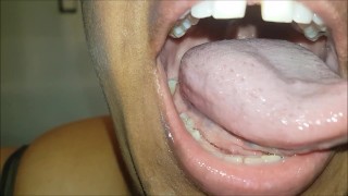 Huge and sloppy BBW tongue