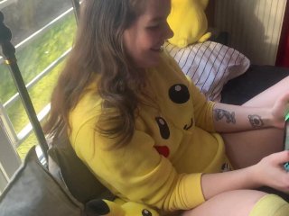 geek girl, geek, cute girl, pikachu