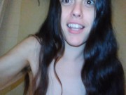 Preview 4 of How Many Brunettes Does it Take to Screw in a Lightbulb? Hairy Camgirl Pees Dimly Lit Bathroom Hotel