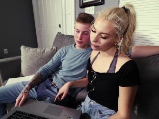 Blonde Slut Tutor Helps Teen with a CFNM Handjob