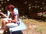 Preview 2 of Nicoletta sunbathes in a public garden wearing a big dirty diaper