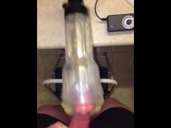  Clear Fleshlight adapted to my Hismith Sex Machine pleasured my cock. Slo-Mo Cumshot Ropes included