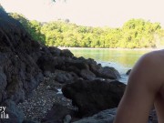 Preview 6 of Underwater Handjob By Redhead Teen On Public Beach - Real Exhibitionist Couple