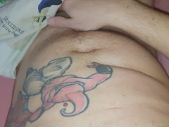 Playing with cock in bed and cumshot (really nice orgasm)