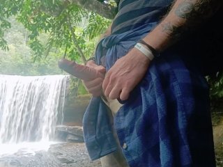 outdoors, waterfall, big dick, amateur