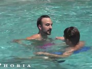 Preview 1 of BiPhoria - Couple Both Seduced By Bisexual Oil Master On Vacation