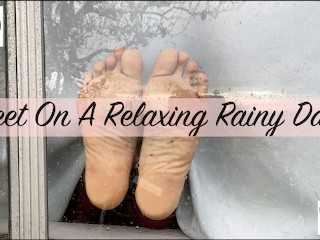 Feet Soles against Window on a Relaxing Rainy Day Foot Fetish - Glimpseofme