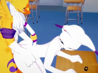 Digimon Yaoi - Renamon & Gatomon having hard sex