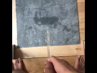 PISSING ON A RUG/CARPET BUT GOT TOO EXCITED AND PISSED EVERYWHERE. MULTIPLE ANGLES