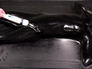 Preview 2 of Vacbed & Breath Play - A petite slave girl teased and made to cum with a wand while sealed in latex!