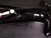Preview 3 of Vacbed & Breath Play - A petite slave girl teased and made to cum with a wand while sealed in latex!