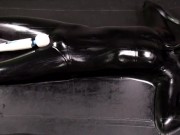 Preview 4 of Vacbed & Breath Play - A petite slave girl teased and made to cum with a wand while sealed in latex!