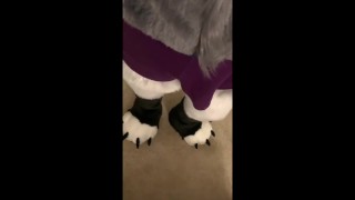 Slow motion furry cock swing