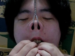Nose hook masturbation4