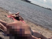 Preview 2 of DICK FLASH ON BEACH  Little dick public flashing