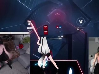 17 MINUTES OF_SWEATY E-GIRL PLAYING BEATSABER