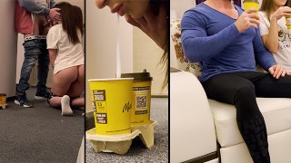 She sucked delivery guy dick and put his cum to her cuckold - husband's coffee