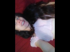 Brunette Brown Eyed Little Doll Dolly PinkMoonLust Flirts With Girls While Wearing a Cute Pink Tutu