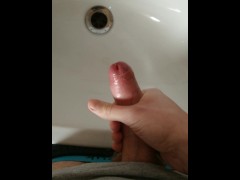 Guy with small dick has massive cumshot