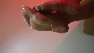 Close Up Feet Fetish Cum Covered