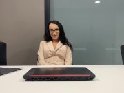 Preview 2 of Lustful secretary masturbates under the desk in the office