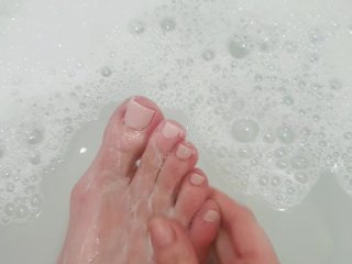 pov, wash, solo female, foot fetish