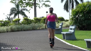 Severe Bra Bouncing Issues In Slow Motion While Jogging In My Jump Boots Starr