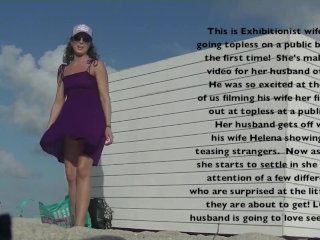 Exhibitionist Wife 464 - I secretly masturbate on a topless beach while a voyeur watches me!