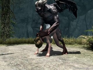 Blonde Skyrim Babe Meets_Demon Monster