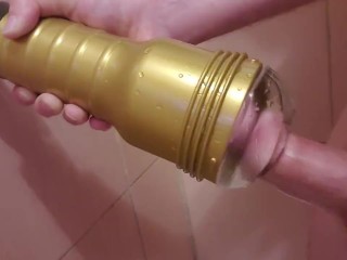 Fucking my Fleshlight in the Shower Cum everywhere