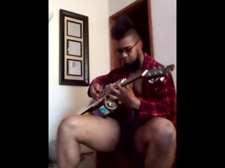 playing guitar, playing guitar naked, vertical video, exclusive