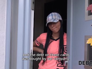 DEBT4k Thoughtless chick avoids problems practicing sex with the landlord