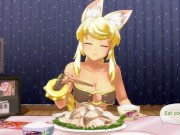 Preview 1 of Cute furry girl offers you a dinner a bath and sex [Wolf Girl With You] / Hentai game