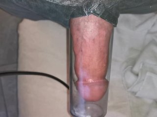 Penis pump session while girlfriend friends are at home