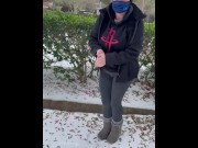 Preview 1 of Houston Snowpocalypse 2021- ButtPlugBetty squirts in the snow!