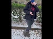 Preview 2 of Houston Snowpocalypse 2021- ButtPlugBetty squirts in the snow!