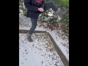 Preview 4 of Houston Snowpocalypse 2021- ButtPlugBetty squirts in the snow!