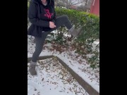 Preview 5 of Houston Snowpocalypse 2021- ButtPlugBetty squirts in the snow!