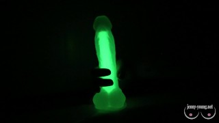 Cute Girl Sucks Dick In The Bathroom And Plays With Candle Wax And Dildo Glow In The Dark