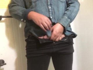 solo male, trying clothes, thick dick, horny