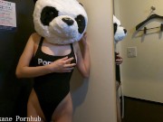 Preview 3 of Panda who masturbates while standing at an internet cafe