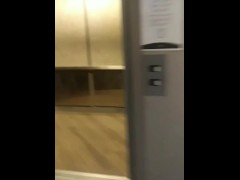 Lady beginning her day got on elevator while I was jerking off