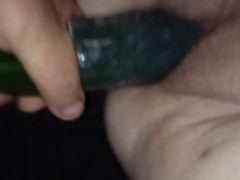 Wife wishes for big dick settles for 10 inch cucumber instead  