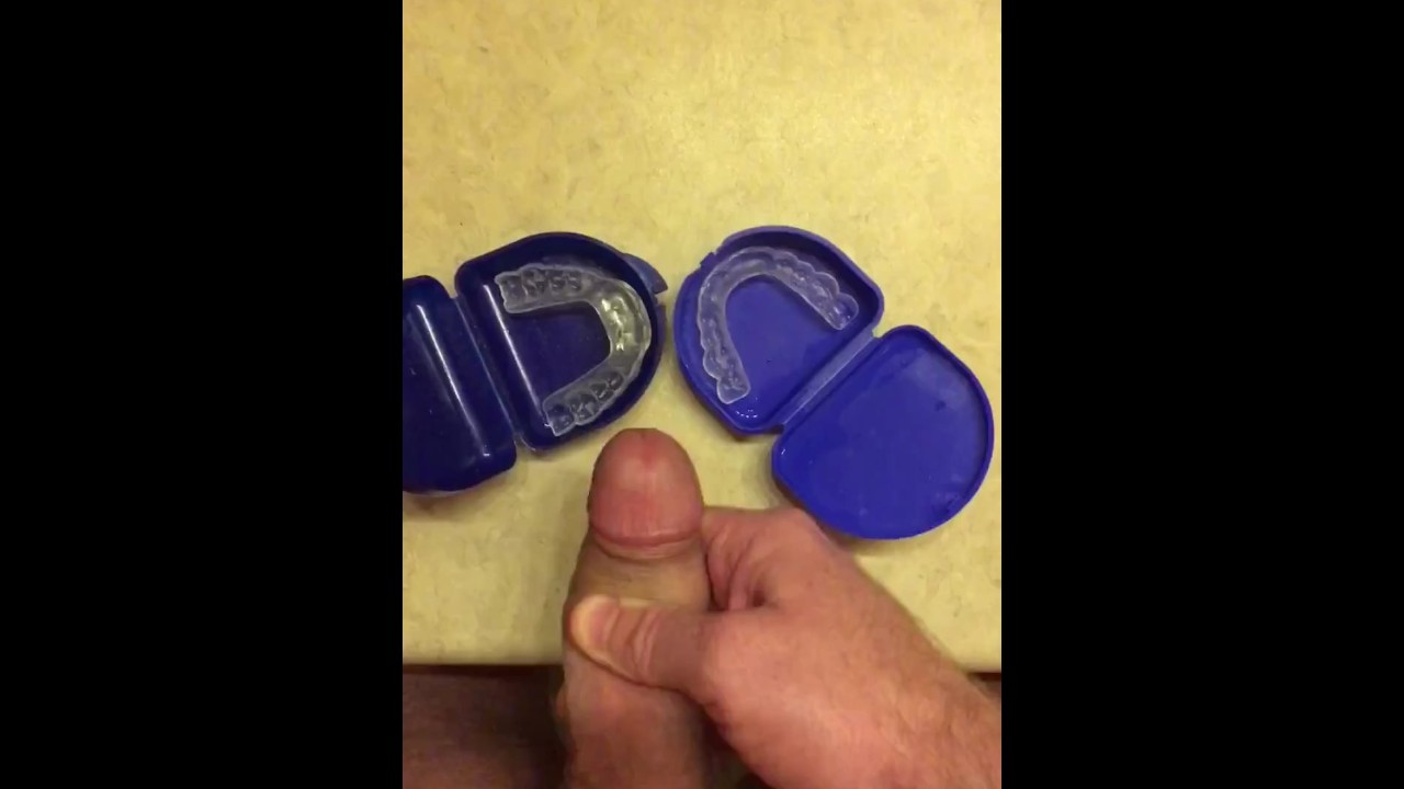 FAN REQUEST(Dental Device): Cumshot into mouth guards inserted into my  mouth so I could enjoy my cum
