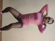 Preview 1 of Asian Sissy Bimbo Shemale Pink Dance