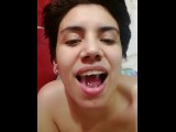 Quickie! Cum facial, cleanup, cumplay and swallow!
