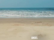 Preview 2 of Girl Pissed on her red panties on the beach  Angel Fowler