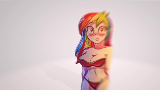Traço do arco-íris com peitos lindos [My 3D Animation Free]