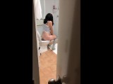 Watching my step sister pee in the morning (spying,  shared bathroom)