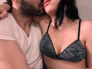 Hot kissing make my rommate horny until the orgasm